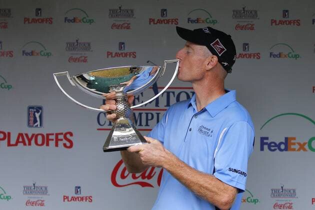 September 26, 2010: Jim Furyk (USA) kisses the FedEx Cup after winning in the final round of the FedEx Cup - The Tour Championship at East Lake Golf Club in Atlanta, Georgia. Furyk finished the tournament at 8 under par. Icon4881009260517 Fedexcup EDITORIAL USE ONLY