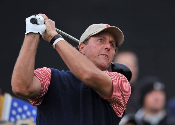 Golf - Ryder Cup 2010 - Practice Day 3, Phil Mickelson (USA) of the US during practice at Celtic Manor, Newport 