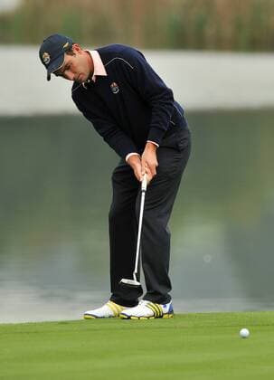 Golf - Ryder Cup 2010 - Practice Day 3 Edoardo Molinari ITA of Europe during practice at Celtic Manor, Newport 