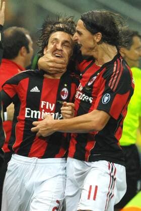 Jubel Andrea PIRLO (L) und Zlatan IBRAHIMOVIC - Parma 2 10 2010 Stadio Ennio Tardini, Serie A 2010 2011 FC Parma (weiß) vs AC Milan (rot) ANDREAXSTACCIOLI