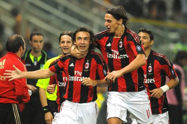 Jubel Andrea PIRLO (L) und Zlatan IBRAHIMOVIC - Parma 2 10 2010 Stadio Ennio Tardini, Serie A 2010 2011 FC Parma (weiß) vs AC Milan (rot) ANDREAXSTACCIOLI