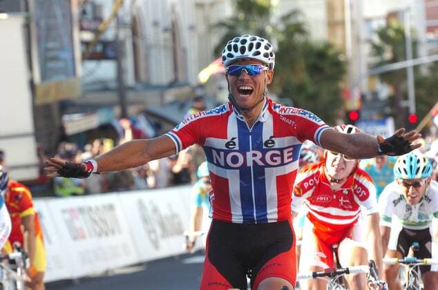 2010, World Championships elite, Winner Thor Hushovd NOR , Geelong  o0 Jubel Freude