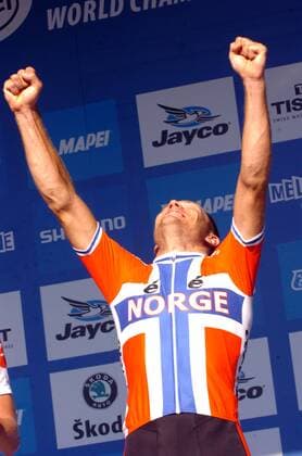 2010, World Championships elite, Winner Thor Hushovd NOR , Geelong  o0 Weltmeister Gold Medaille Goldmedaille Jubel Freude
