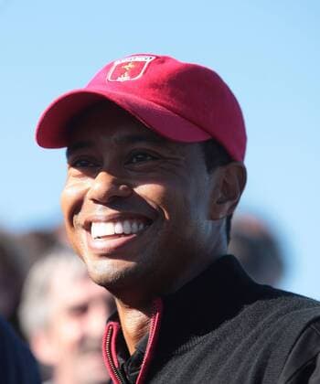 Team USA s Tiger Woods smiles on the fourth day of the 2010 Ryder Cup at Celtic Manor resort in Newport  LON2010100413 o0 Freude
