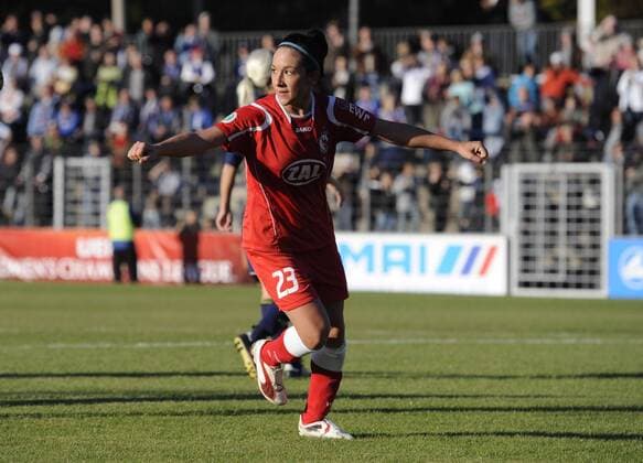 Nadine Keßler (Potsdam) celebrate the third goal, 1.FFC Turbine Potsdam - Aland United, Fußball, UEFA Women - Champions League, Saison 2010 2011, Potsdam, 13.10.2010, o0 Jubel Freude