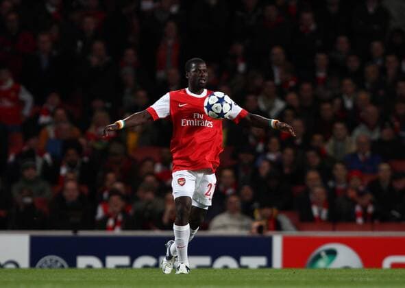 Arsenal London (red) v Shakhtar Donetsk (white) - UEFA Champions League - Group H, matchday three . . 19.10.10 Emmanuel Eboue, Arsenal. 