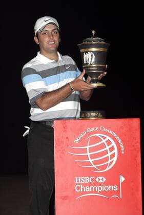 Francesco Molinari ITA gewinnt die HSBC World Championships in Shanghai  o0 Pokal Trophäe Objekt Siegerehrung Jubel Freude