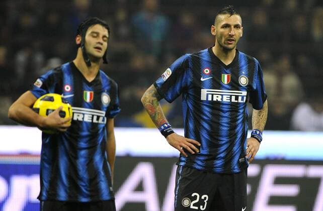 Inter Mailand: v.li. Cristian Chivu - Marco Materazzi 