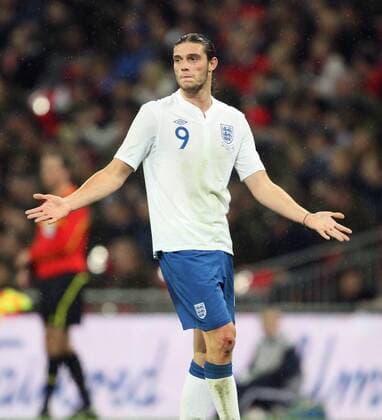 Englands Andy Carroll looks on dejceted International Friendly England (white) v France (blue) 17th November, 2010 EDITORIAL USE ONLY. No use with unauthorised audio, video, data, fixture lists, club league logos or live services. Online in-match use limited to 120 images, no video emulation. No use in betting, games or single club league player publications.