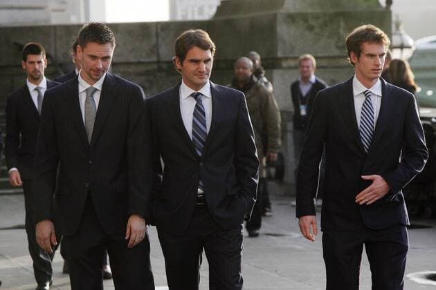 19-11-2010 London (ENG) ATP-Tennis in the picture: L-R: Robin Soderling (SWE), Roger Federer (SUI) and Andy Murray (GBR) semediaxinside o0 Andrew