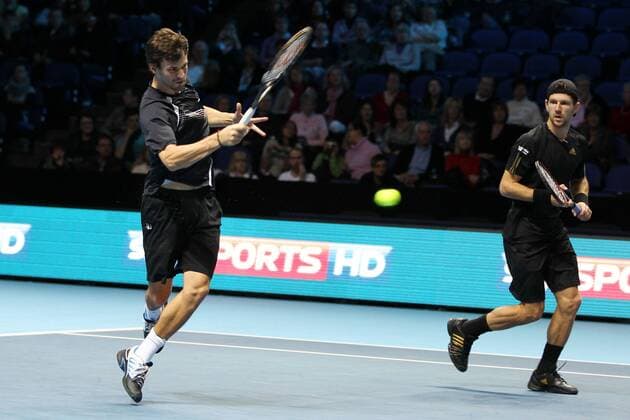 doubles match: Juergen Melzer (R), AUT, and Philipp Petzschner, GER, during ATP-Finals 2010 in London