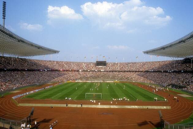 Fußball, Stadiongeschichte Blau-Weiß 90 Berlin Berliner Olympiastadion während des DFB Pokalfinales 1984 1985 o0 DFB Pokal 1984 1985, Pokalspiel, Pokalfinale, Finale, GER, Berlin, Totale, Sportstätte, Stadion,