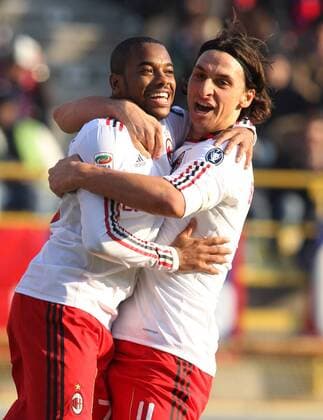 Robinho (l) and Zlatan Ibrahimovic (AC Milan) celebrate after scoring goal - 12.12.2010 - Bologna FC vs. AC Milan - lucaxpagliaricci