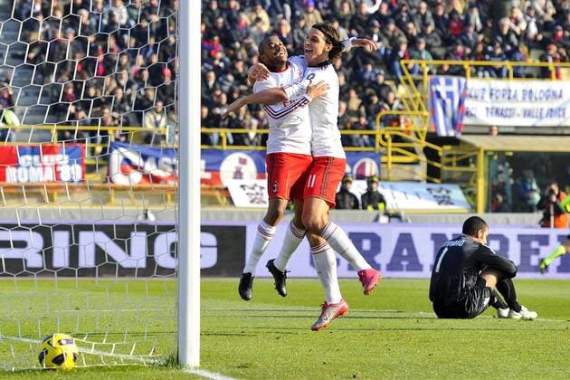 12.12.2010 - FC Bologna vs. AC Milan 0:3 - Robinho (L) und Zlatan Ibrahimovic (Milan) 