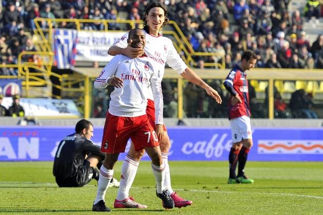 12.12.2010 - FC Bologna vs. AC Milan 0:3 - Robinho (L) und Zlatan Ibrahimovic (Milan) 