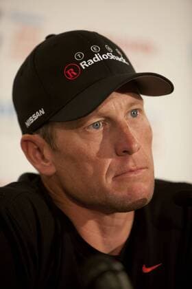 LANCE ARMSTRONG (Team Radioshack USA) at his first media conference since arriving to compete in UCI Pro Tour Tour Down Under cycle race, Adelaide - - ZUMAf96