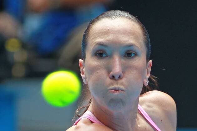 Jelena Jankovic, SRB, in the 2011 Australian Open women s singles first round in Melbourne, 18 01 2011 -