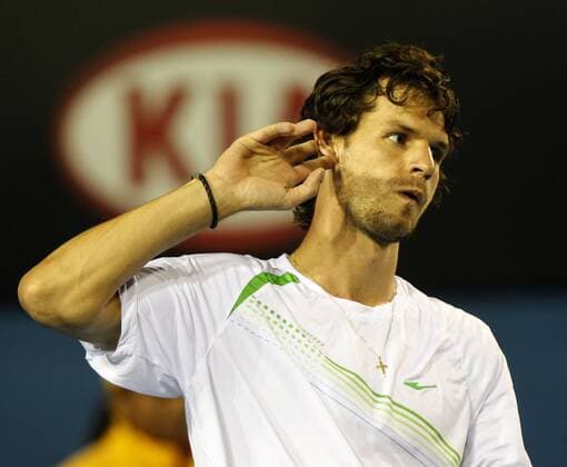 Australian Open 2011, Melbourne, Grand Slam - Philipp Petzschner (GER) fordert lautstarke Unterstützung
