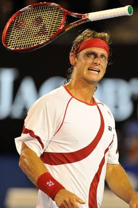 Jan. 18, 2011 - Melbourne - - David Nalbandian (ARG) in action during his first round match on day two of the 2011 Australian Open at Melbourne Park. - ZUMAx35