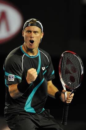 Jan. 18, 2011 - Melbourne - - Lleyton Hewitt (AUSTRALIA) in action during his first round match on day two of the 2011 Australian Open at Melbourne Park. - ZUMAx35