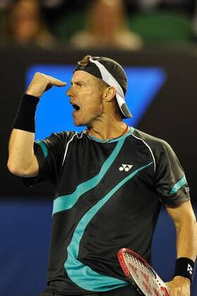 Jan. 18, 2011 - Melbourne - - Lleyton Hewitt (AUSTRALIA) in action during his first round match on day two of the 2011 Australian Open at Melbourne Park. - ZUMAx35
