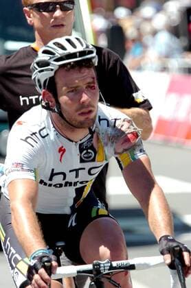 Tour Down Under 2011 - 2. Etappe - Tailem Bend - Mannum - Mark Cavendish (Htc - High Road) verletzt - 