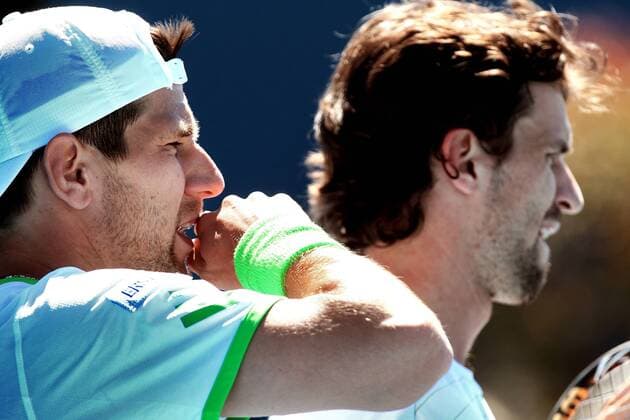 TENNIS - ATP, Australian Open MELBOURNE,AUSTRALIEN,19.JAN.11 - TENNIS - ATP World Tour, Grand Slam, Australian Open 2011, Doppel. Bild zeigt Juergen Melzer (AUT, L) und Philipp Petzschner (GER). 
