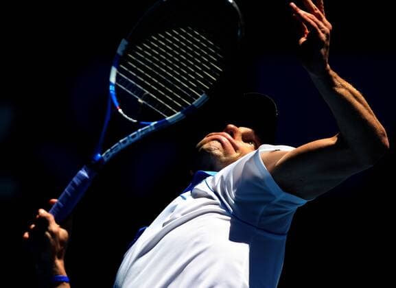 Andy Roddick of USA serves during the second round match of men s singles at the Australian Open tennis tournament in Melbourne Jan. 19, 2011. 