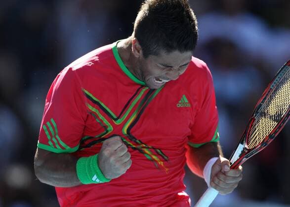 Fernando Verdasco of Spain celebrates after the second round match of men s singles at the Australian Open tennis tournament in Melbourne Jan. 19, 2011.  o0 Jubel Freude