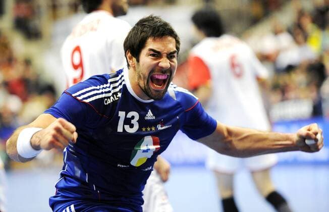 20.01.2011, Kristianstad - WM 2011 - Frankreich (blau) vs Spanien (weiß) --- Nikola Karabatic (FRA) --- KP0300003  o0 Jubel Freude Emotionen