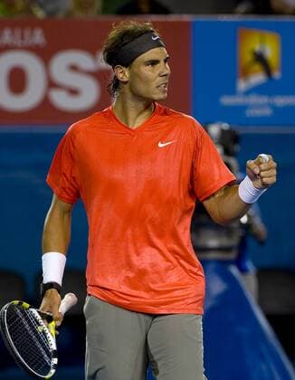 Rafael Nadal of Spain reacts during the men s singles fourth round match at the 2011 Australian Open tennis tournament in Melbourne - 