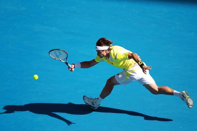 David Ferrer, ESP, playing the 2011 Australian Open men s singles fourth round in Melbourne, 24 01 2011 -