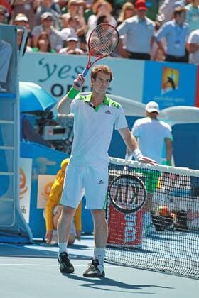 Andy Murray, GBR, playing the 2011 Australian Open men s singles fourth round in Melbourne, 24 01 2011 - o0 Jubel Freude