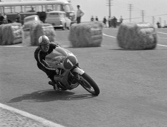 Mike Hailwood of Britain during training for the 500 cc race at the motorcycling Grand Prix of Czechoslovakia in Brno, July 22, 1967. CTK Photo Jovan Dezort  CTKPhoto01190289