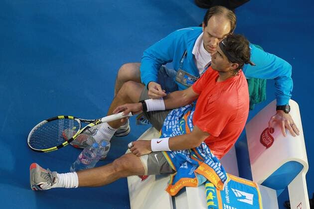 injury problems: Rafael Nadal, ESP, playing the 2011 Australian Open men s singles quarter-finals in Melbourne, 26 01 2011 -