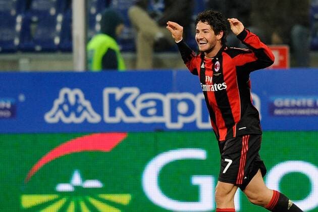 Sampdoria Genua (blau) vs AC Milan: Jubel Alexandre Pato 