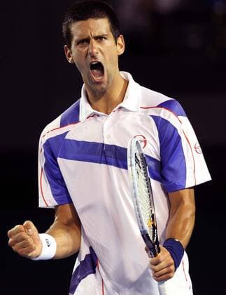 MELBOURNE, Jan. 27, 2011 - Novak Djokovic of Serbia reacts during the men s singles semifinal at the Australian Open tennis tournament in Melbourne - 