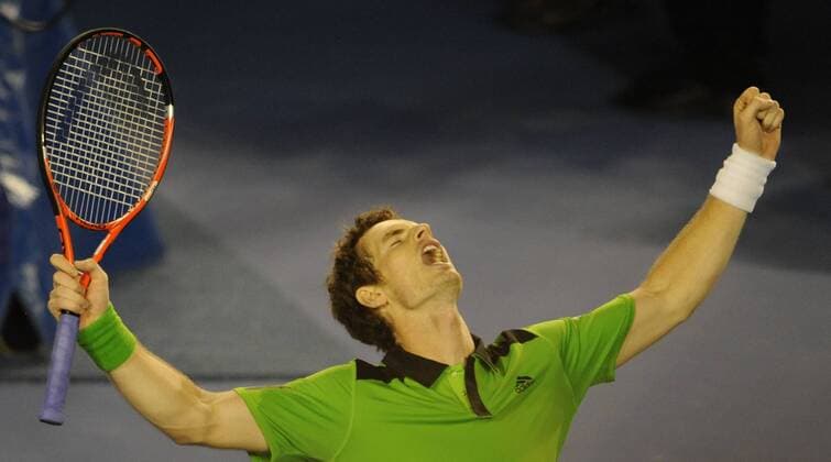 Australian Open Tennis: Andy Murray of GBR celebrates after winning his match on day twelve of the 2011 Australian Open xEstherxLimx  ActionPlus11134220 o0 Andrew