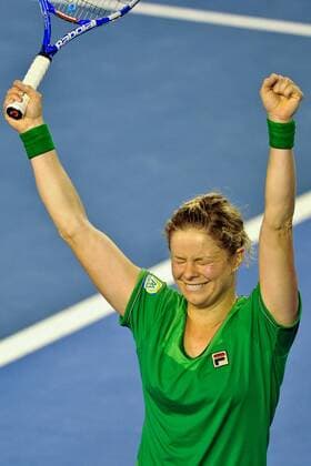 Jan. 29, 2011 - Melbourne, Victoria, Australia - Kim Clijsters (BEL) celebrates winning the women s final match of the 2011 Australian Open at Melbourne Park, Australia. - ZUMAx35
