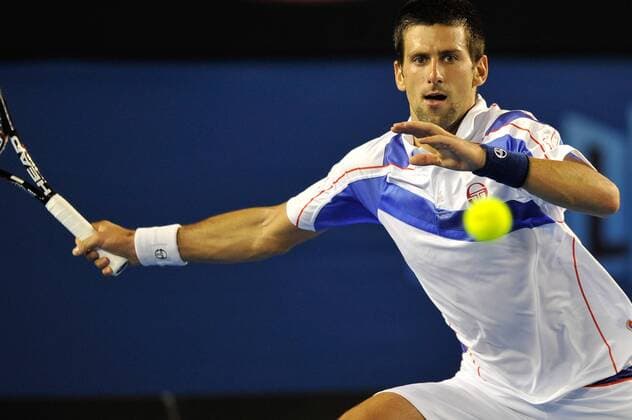 Novak Djokovic (SRB) in action during the men s singles final match on day fourteen of the 2011 Australian Open at Melbourne Park, Australia. - ZUMAx35
