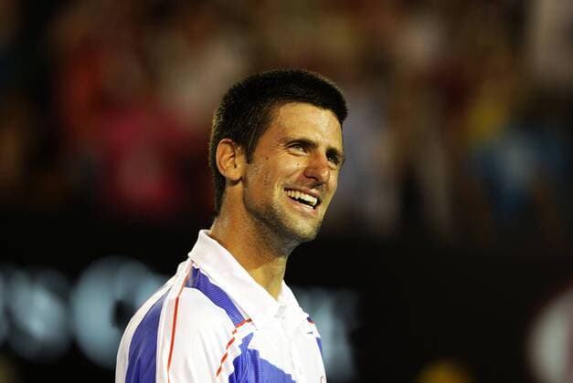 Australian Open 2011, Melbourne Park,ITF Grand Slam Tennis Tournament . Herren Finale,Endspiel,Novak Djokovic (SRB) freut sich ueber seinen Sieg, Emotion, --- PUBLICATIONxONLYxINxGER