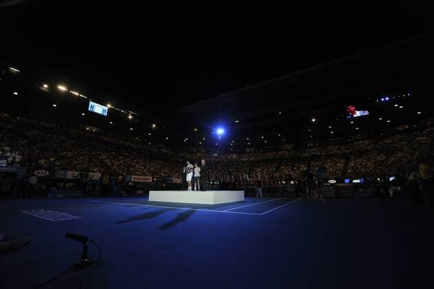 Novak Djokovic (SRB) (L, winner) and Andy Murray (GBR) - Herren Einzel Finale - Australian open 2011  o0 Andrew