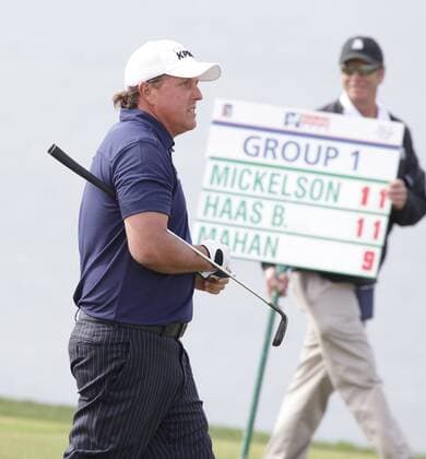 Jan 30, 2011 - Torrey Pines, California, U.S. - Golfer PHIL MICKELSON (USA, L) at the Golf 2011 Farmers Insurance Golf Open at Torrey Pines golf course. - ZUMAr19