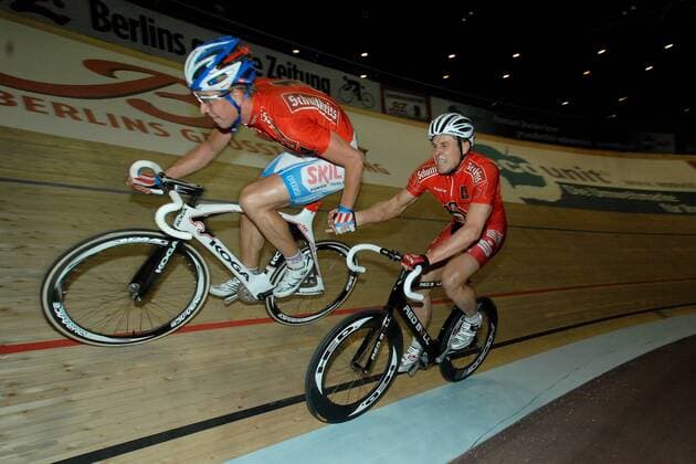 Robert Bartko (re.) und Roger Kluge (GER) beim Wechsel - 100. Berliner Sechstagerennen, Velodrom Berlin