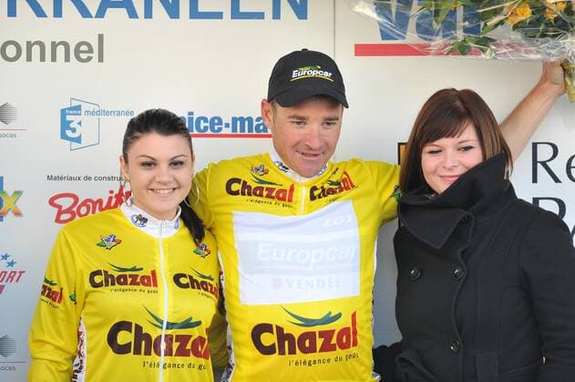 2011, Tour Mediterraneen, Etappe 01 Maubec Coustellet - Pertuis, Europcar 2011, Thomas Voeckler im gelben Trikot, Pertuis 