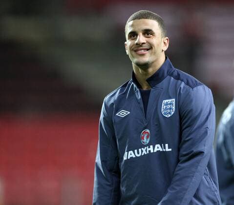Englands Kyle Walker looks on - International Friendly Denmark (red) v England (white) 9th February, 2011 EDITORIAL USE ONLY. No use with unauthorised audio, video, data, fixture lists, club league logos or live services. Online in-match use limited to 120 images, no video emulation. No use in betting, games or single club league player publications.