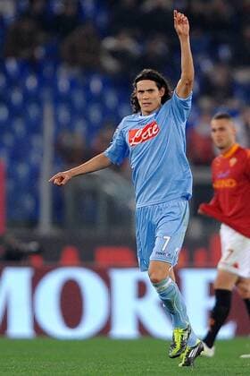 AS Rom (rot) - SSC Neapel (blau): Edinson Cavani jubelt  o0 Jubel Freude