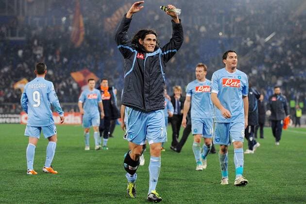 AS Rom (rot) - SSC Neapel (blau): Edinson Cavani jubelt  o0 Jubel Freude