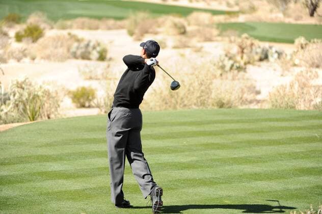 Tiger Woods tees off on the fifth hole of the WGC-Accenture Match Play Championship at Dove Mountain Golf Course in Marana, AZ February 23,2011. UPI Art Foxall  PXP2011022305 WGC Matchplay WM