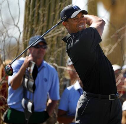 Tiger Woods tees off on the nineth hole of the WGC-Accenture Match Play Championship at Dove Mountain Golf Course in Marana, AZ February 23,2011. UPI Art Foxall  PXP2011022302 WGC Matchplay WM